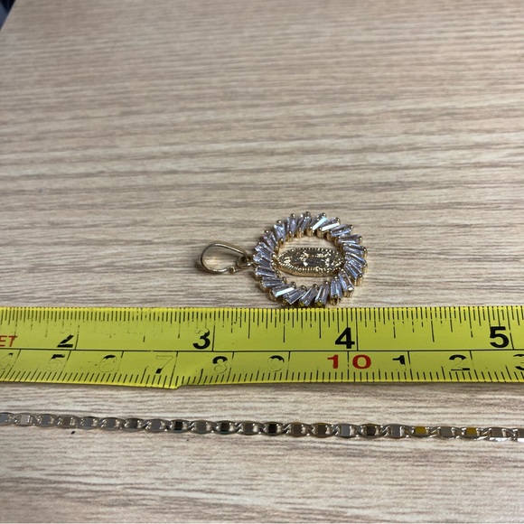 Our Lady of Guadalupe around Circle CZ Pendant on a Mariner Chain in Gold - Picture 13 of 14
